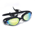 Soft silicone goggles, slightly mirrored, blue