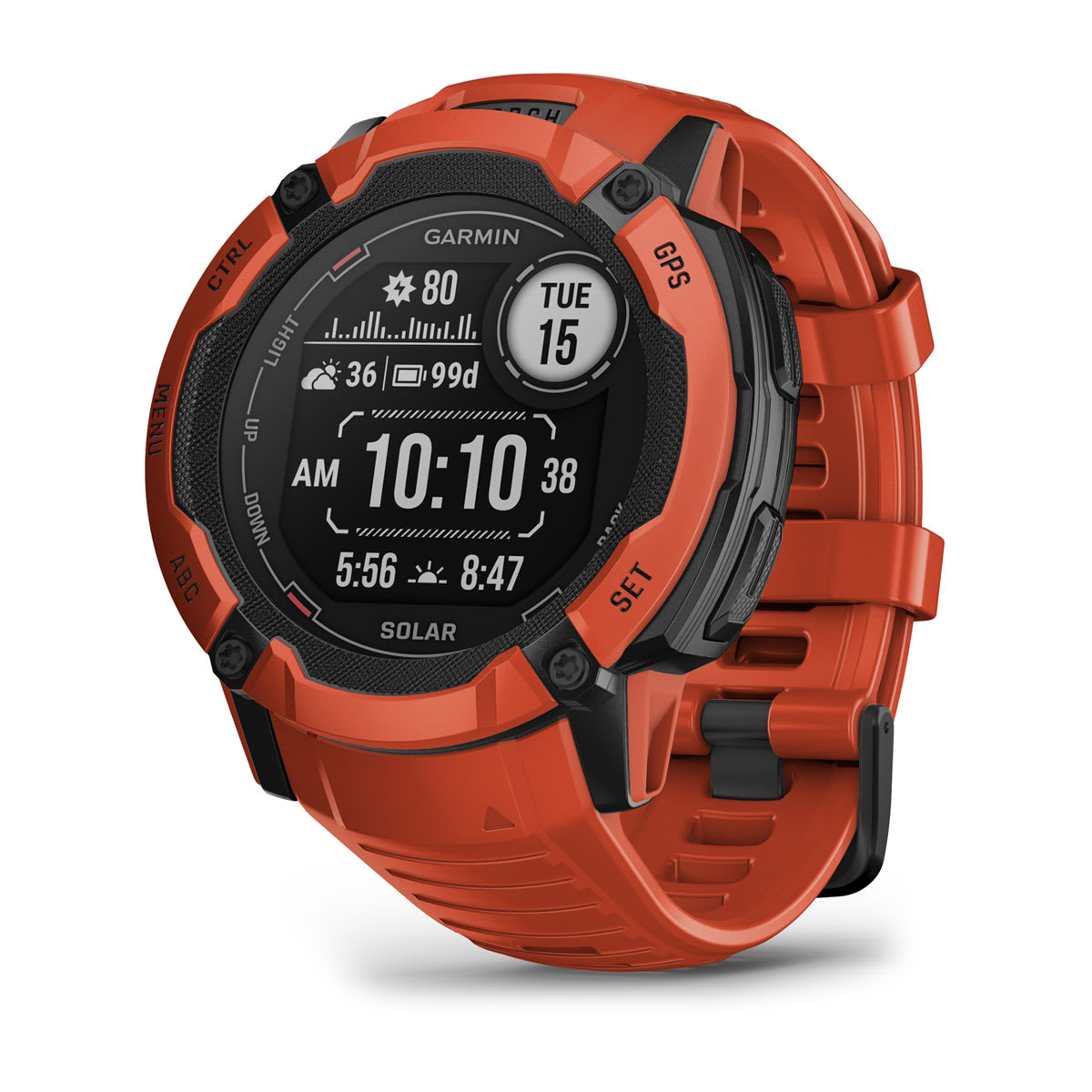 Garmin Instinct 2X Solar - Flame Red — Front view