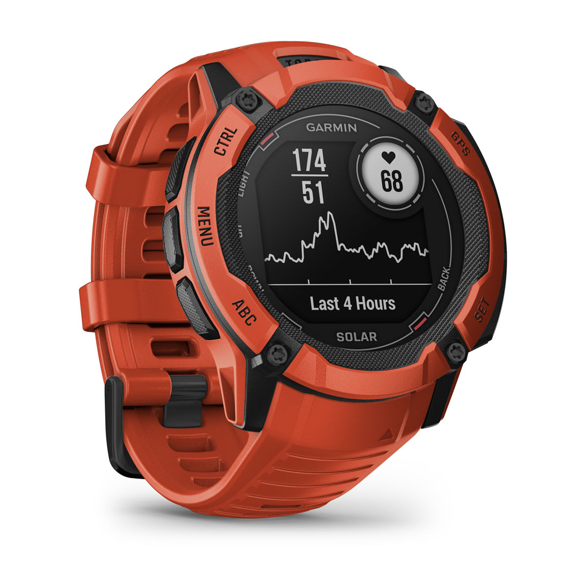 010-02805-11-lf-xl Garmin Instinct 2X Solar - Flame Red — Left view