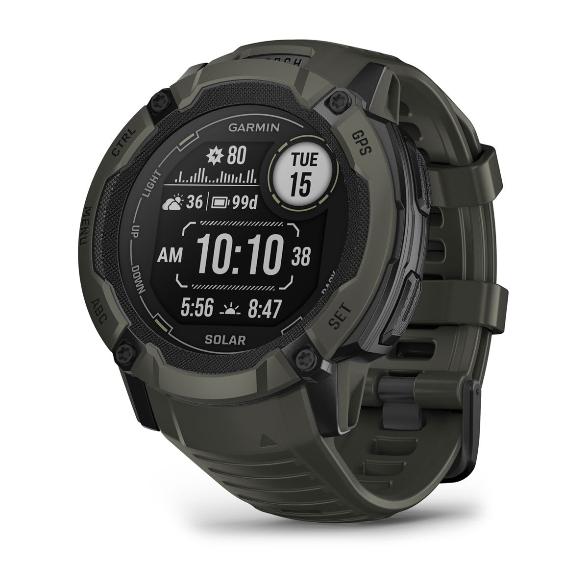 010-02805-15-cf-xl Garmin Instinct 2X Solar - Moss — Front view