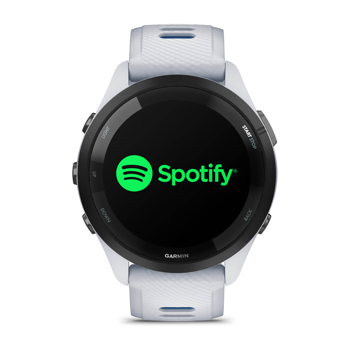 Garmin Forerunner 265 Series - Forerunner 265, Black Bezel with Whitestone Case and Whitestone/Tidal Blue Silicone Band — Detail 3