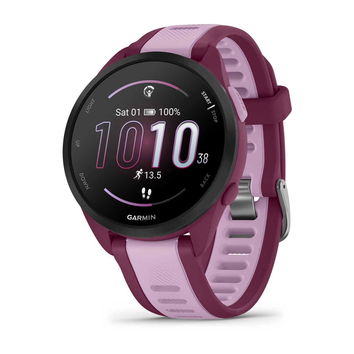 Garmin Forerunner 165 Series - Music, Berry/Lilac — Front view