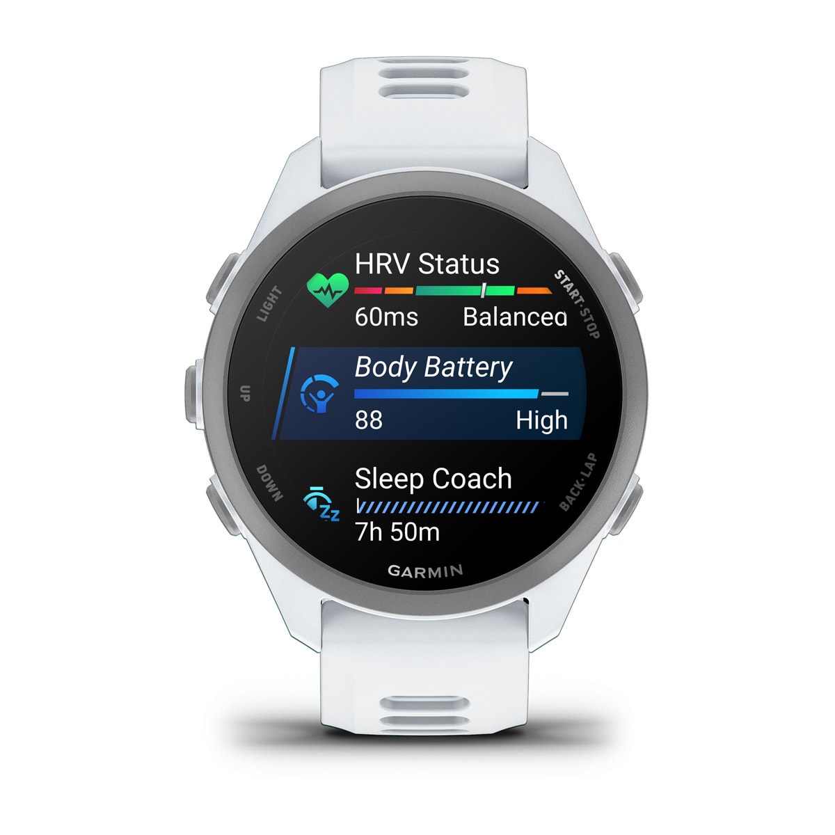 Garmin Forerunner 170 Series - Music, Whitestone with Whitestone/Cloud Blue Band — Detail 3