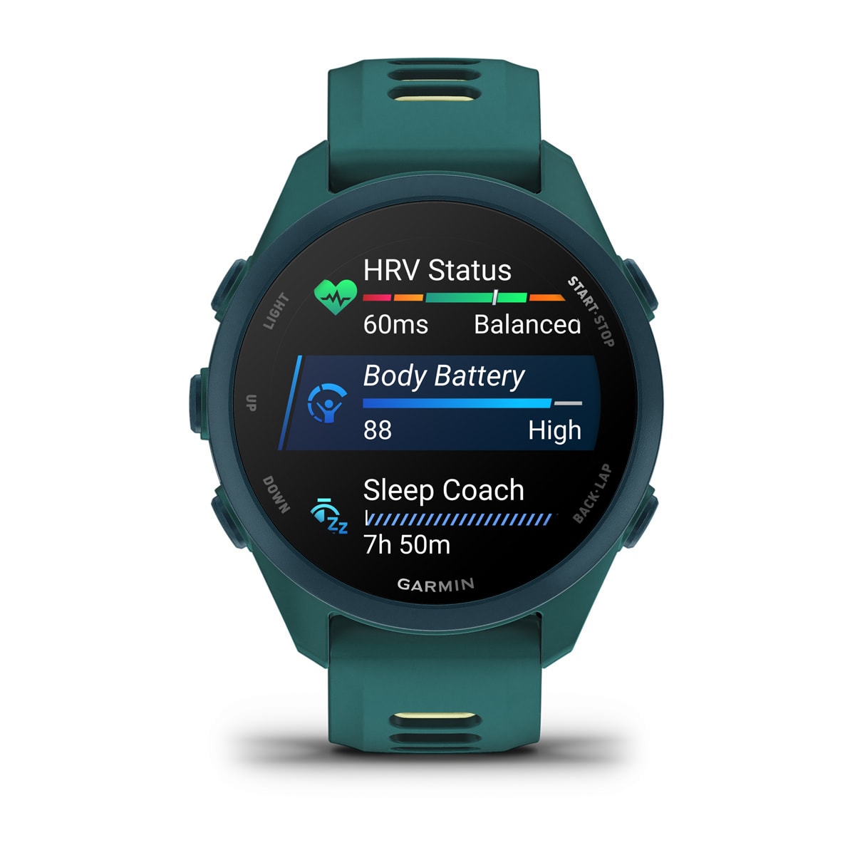 Garmin Forerunner 170 Series - Music, Teal Green with Teal Green/Citron Band — Detail 3