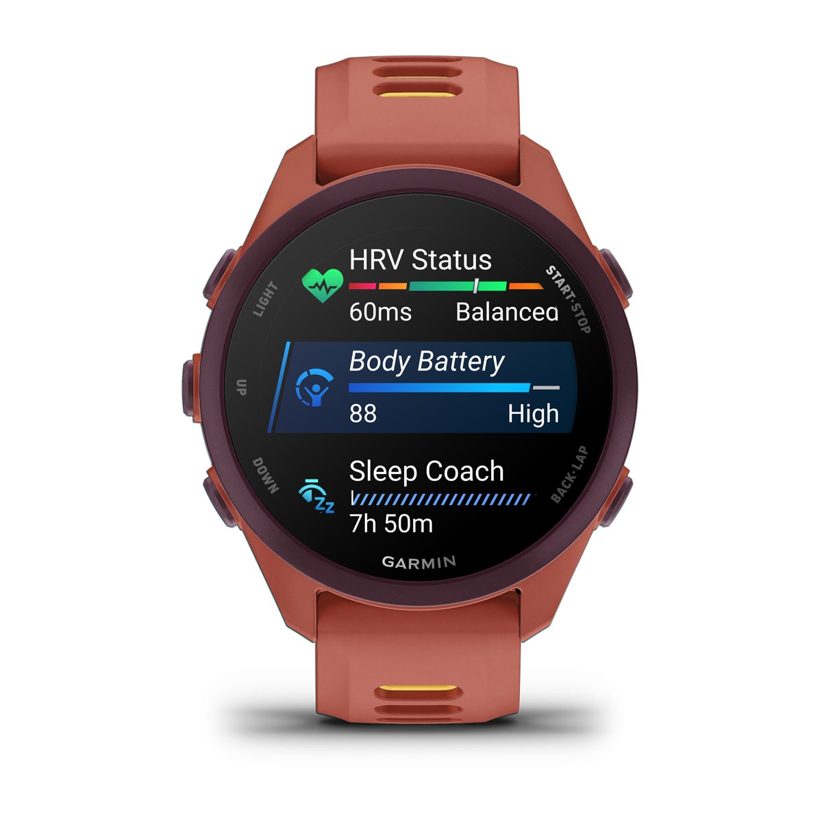 Garmin Forerunner 170 Series - Music, Red Pink with Red Pink/Mango Band — Detail 3
