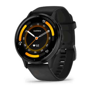 Garmin Venu 3, Slate stainless steel bezel with black case and silicone band