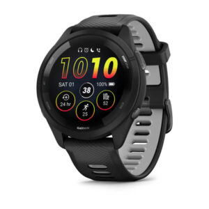 Garmin Forerunner 265, Black Bezel and Case with Black/Powder Gray Silicone Band