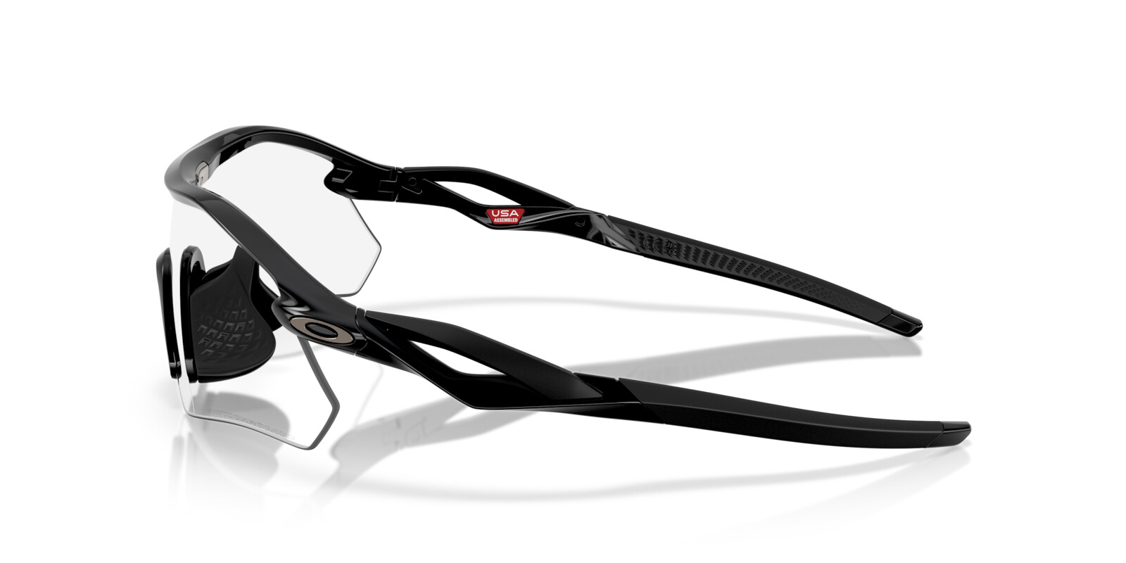 Oakley Radar Plate sunglasses, polished black frame, clear to black iridium photochromic lens